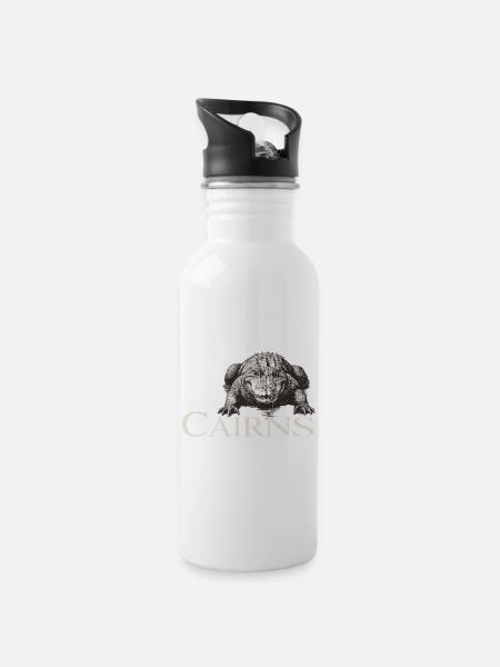 Cairns Aligator - Trinkflasche mit integriertem Trinkhalm - Weiß