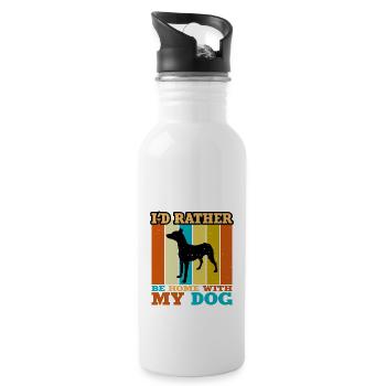 Andalusian Hound Dog Lover Silhouette Retro Sunset - Water bottle with straw - white - Right