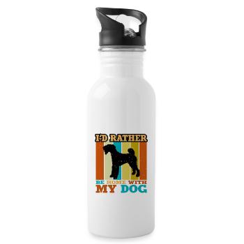 Airedale Terrier Hundeliebhaber Silhouette Retro Sonnenuntergang - Trinkflasche mit integriertem Trinkhalm - Weiß - Rechts