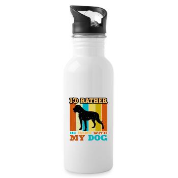 American Bulldog Dog Lover Silhouette Retro Sunset - Gourde avec paille intégrée - blanc - Droite