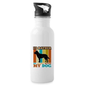 Australian Kelpie Dog Love Silhouette Retro Sunset - Water bottle with straw - white - Right