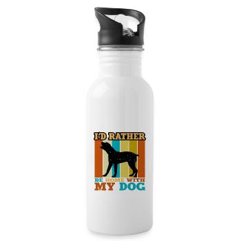 Boerboel Hundeliebhaber Silhouette Vintage Sonnenuntergang - Trinkflasche mit integriertem Trinkhalm - Weiß - Rechts