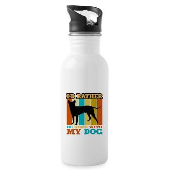 Blauer Paul Terrier Hund Liebe Silhouette Retro Sonnenuntergang - Trinkflasche mit integriertem Trinkhalm - Weiß - Rechts