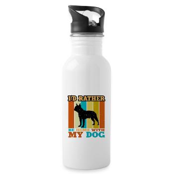 Boston Terrier Dog Lover Silhouette Vintage Sunset - Water bottle with straw - white - Right