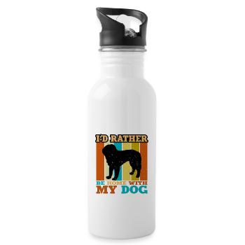 Bosnischer grobhaariger Hund Hund Silhouette Retro - Trinkflasche mit integriertem Trinkhalm - Weiß - Rechts