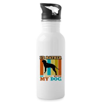 Braque Saint Germain Hund Silhouette Retro Sunset - Trinkflasche mit integriertem Trinkhalm - Weiß - Rechts