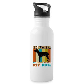 Braque du Bourbonnais Hund Silhouette Retro Sonnenuntergang - Trinkflasche mit integriertem Trinkhalm - Weiß - Rechts