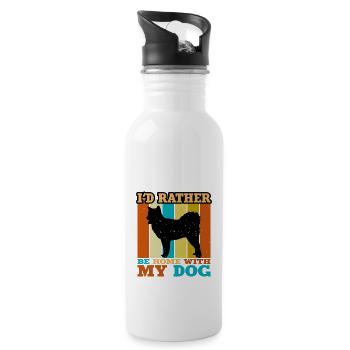 Canadian Eskimo Dog Love Silhouette Vintage Sunset - Gourde avec paille intégrée - blanc - Droite