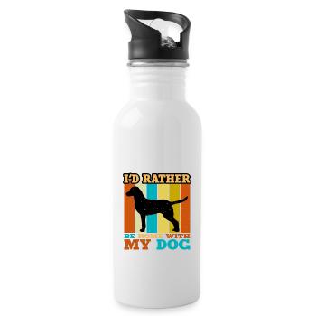 Chesapeake Bay Retriever Hund Silhouette Retro Sonne - Trinkflasche mit integriertem Trinkhalm - Weiß - Rechts