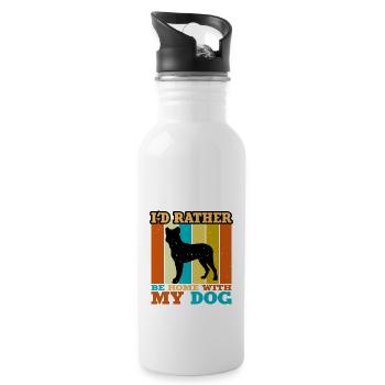 Cao Fila De Seo Miguel Dog Silhouette Retro Sunset - Water bottle with straw - white - Right