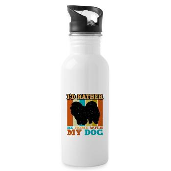 Chow Chow Hund Liebhaber Silhouette Vintage Sonnenuntergang - Trinkflasche mit integriertem Trinkhalm - Weiß - Rechts