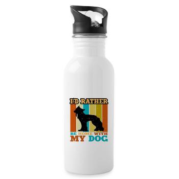 Chinesischer Schopfhund Liebe Silhouette Vintage Sonnenuntergang - Trinkflasche mit integriertem Trinkhalm - Weiß - Rechts