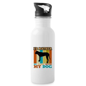 Coonhound Dog Lover Silhouette Vintage Sunset - Water bottle with straw - white - Right