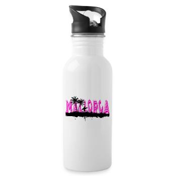 Mallorca Sommer Sonne Strand Meer Palmen Party - Trinkflasche mit integriertem Trinkhalm - Weiß - Rechts
