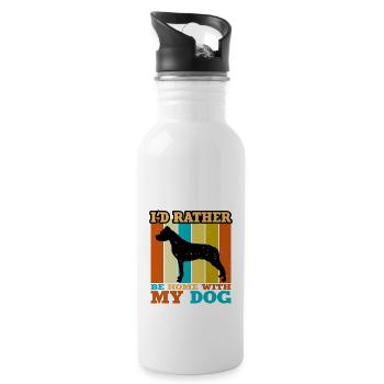 Argentino Dog Lover Silhouette Vintage Sunset - Water bottle with straw - white - Right
