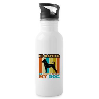 Decker Rat Terrier Dog Silhouette Retro Sunset - Gourde avec paille intégrée - blanc - Droite