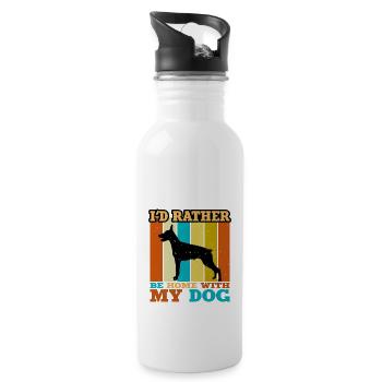 Doberman Dog Lover Silhouette Vintage Sunset - Gourde avec paille intégrée - blanc - Droite