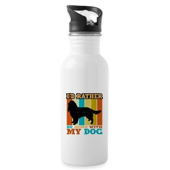 English Springer Spaniel Dog Silhouette Retro Sun - Water bottle with straw - white - Right