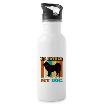 elou Dog Silhouette Vintage Sunset für Hundeliebhaber - Trinkflasche mit integriertem Trinkhalm - Weiß - Rechts