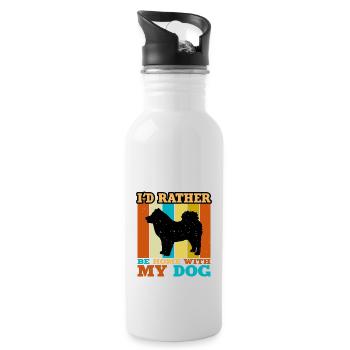 Eurasier Dog Lover Silhouette Vintage Sunset - Water bottle with straw - white - Right