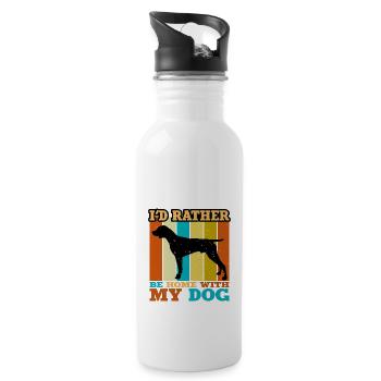 German Shorthaired Pointer Dog Silhouette Retro - Water bottle with straw - white - Right
