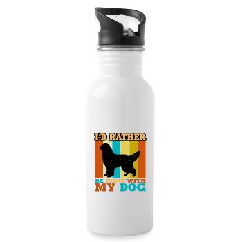 Gordon Setter Dog Lover Silhouette Vintage Sunset - Water bottle with straw - white - Right