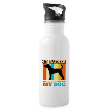 Jack Russell Dog Lover Silhouette Vintage Sunset - Gourde avec paille intégrée - blanc - Droite