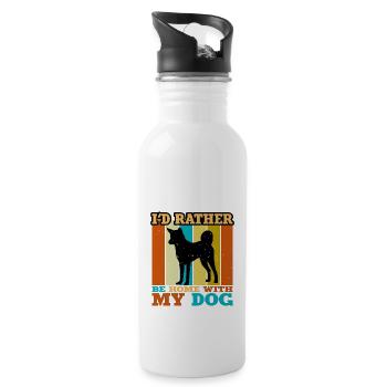 Indian Pariah Dog Lover Silhouette Vintage Sunset - Gourde avec paille intégrée - blanc - Droite