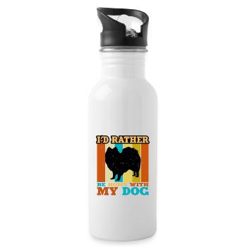 Indian Spitz Dog Lover Silhouette Vintage Sunset - Gourde avec paille intégrée - blanc - Droite