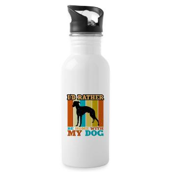 Italienischer Windhund Hund Liebe Silhouette Retro Sonnenuntergang - Trinkflasche mit integriertem Trinkhalm - Weiß - Rechts