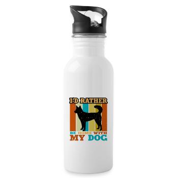 Kai Ken Dog Lover Silhouette Vintage Sunset - Water bottle with straw - white - Right