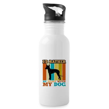 Mexican Hairless Dog Lover Silhouette Retro Sunset - Water bottle with straw - white - Right
