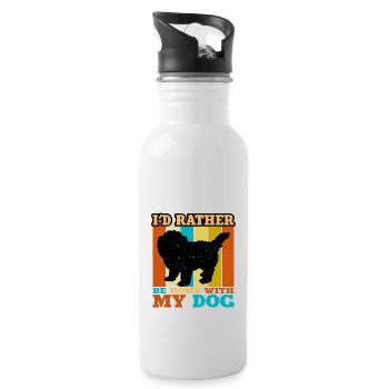 Maltipoo Hundeliebhaber Silhouette Vintage Sonnenuntergang - Trinkflasche mit integriertem Trinkhalm - Weiß - Rechts