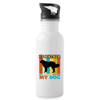 Landseer Dog Lover Silhouette Vintage Sunset - Gourde avec paille intégrée - blanc - Droite
