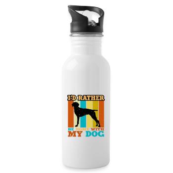Vieux danois Pointer Dog Silhouette Retro Sunset - Gourde avec paille intégrée - blanc - Droite