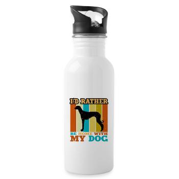 Vieux Lévrier Croate Chien Silhouette Rétro Soleil - Gourde avec paille intégrée - blanc - Droite