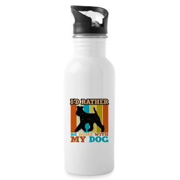 Welsh Terrier Dog Lover Silhouette Vintage Sunset - Water bottle with straw - white - Right