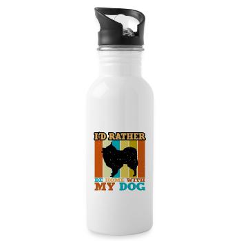 Volpino Italiano Dog Lover Silhouette Retro Sunset - Water bottle with straw - white - Right