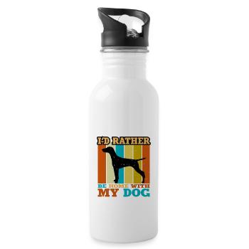 Vizsla Dog Lover Silhouette Vintage Sunset - Gourde avec paille intégrée - blanc - Droite