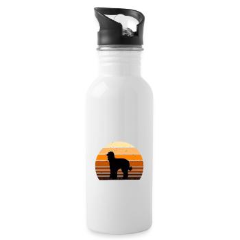 Afghan Hound Dog Lover Silhouette Vintage Sunset - Water bottle with straw - white - Right