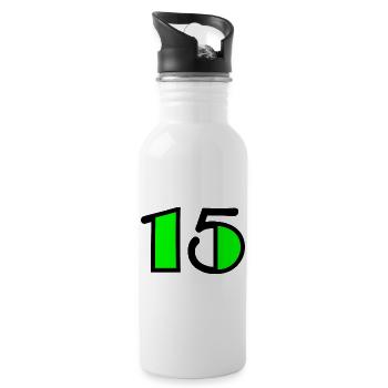 15. 15 JAHRE. 15-JÄHRIGES JUBILÄUM. GEBURTSTAG 15 JAHRE. - Trinkflasche mit integriertem Trinkhalm - Weiß - Rechts
