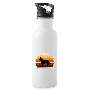 Belgischer Schäferhund Laekenois Hundesilhouette Retro - Trinkflasche mit integriertem Trinkhalm - Weiß - Rechts
