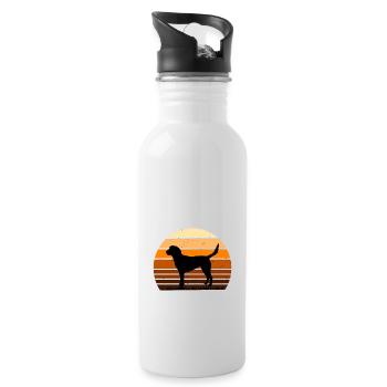 Beagle Harrier Hund Liebhaber Silhouette Vintage Sonnenuntergang - Trinkflasche mit integriertem Trinkhalm - Weiß - Rechts