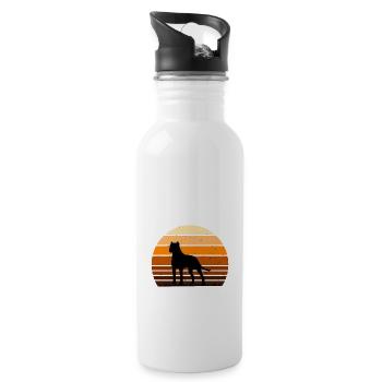 Amoureux des chiens brésiliens Silhouette Vintage Coucher de soleil - Gourde avec paille intégrée - blanc - Droite