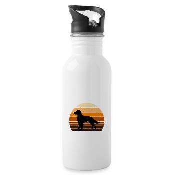 Britanny Dog Lover Silhouette Vintage Sunset - Gourde avec paille intégrée - blanc - Droite