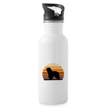 Cao Da Serra De Aires Hund Silhouette Retro Sonnenuntergang - Trinkflasche mit integriertem Trinkhalm - Weiß - Rechts