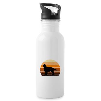 Flat Coated Retriever Dog Silhouette Retro Sunset - Gourde avec paille intégrée - blanc - Droite