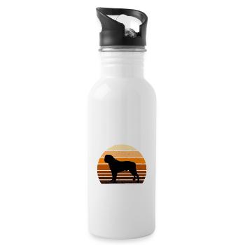 Englisch Mastiff Hund Liebe Silhouette Vintage Sonnenuntergang - Trinkflasche mit integriertem Trinkhalm - Weiß - Rechts