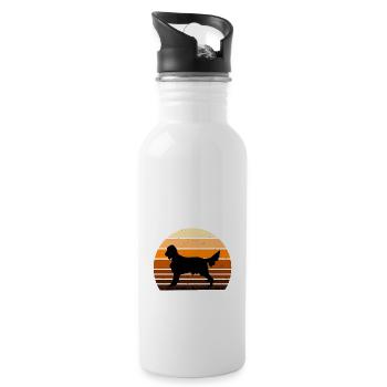 Irischer Setter Hund Liebhaber Silhouette Vintage Sonnenuntergang - Trinkflasche mit integriertem Trinkhalm - Weiß - Rechts