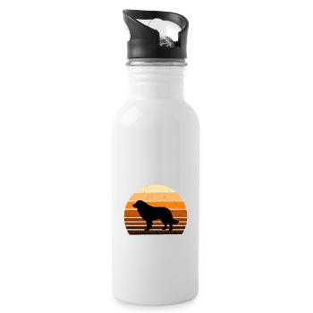 Karst Schäferhund Hund Liebhaber Silhouette Vintage Sonnenuntergang - Trinkflasche mit integriertem Trinkhalm - Weiß - Rechts